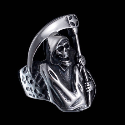 Grim Reaper Skull Polished Ring
