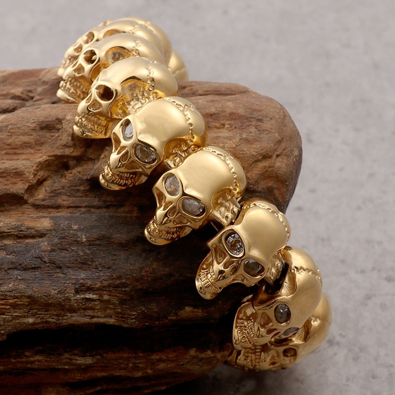 Rune - 18k Gold Skull Bracelet