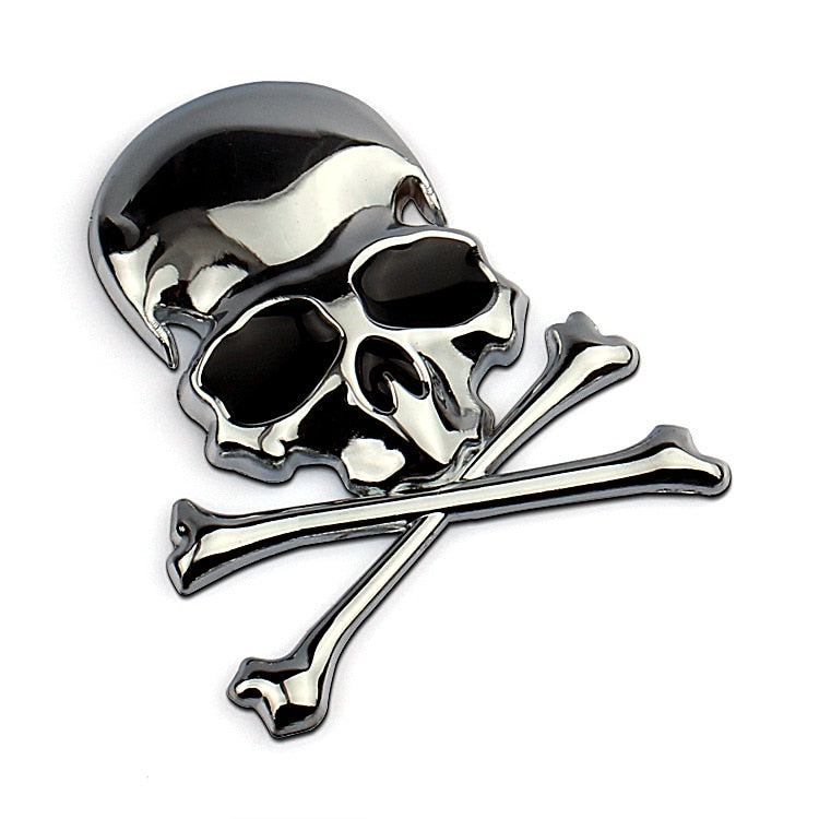 Metal Skull and Crossbones Emblem Sticker