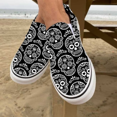 Skull Canvas Casual Loafers
