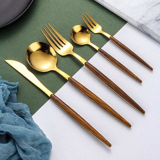 Wood Handle Cutlery Set
