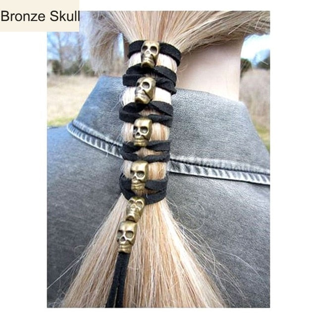 Bikerz™ Skull Leather Ponytail Holder