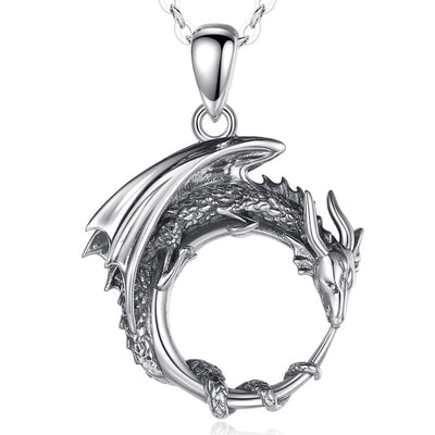 THE GUARDIAN DRAGON 925 STERLING SILVER NECKLACE